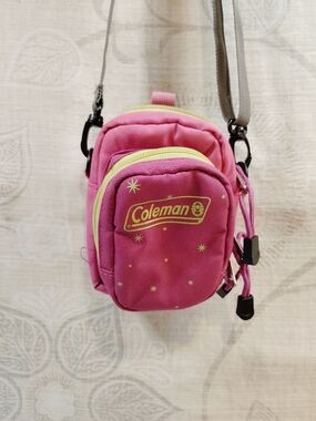 Coleman Pink Crossbody Bag with Lime Trim